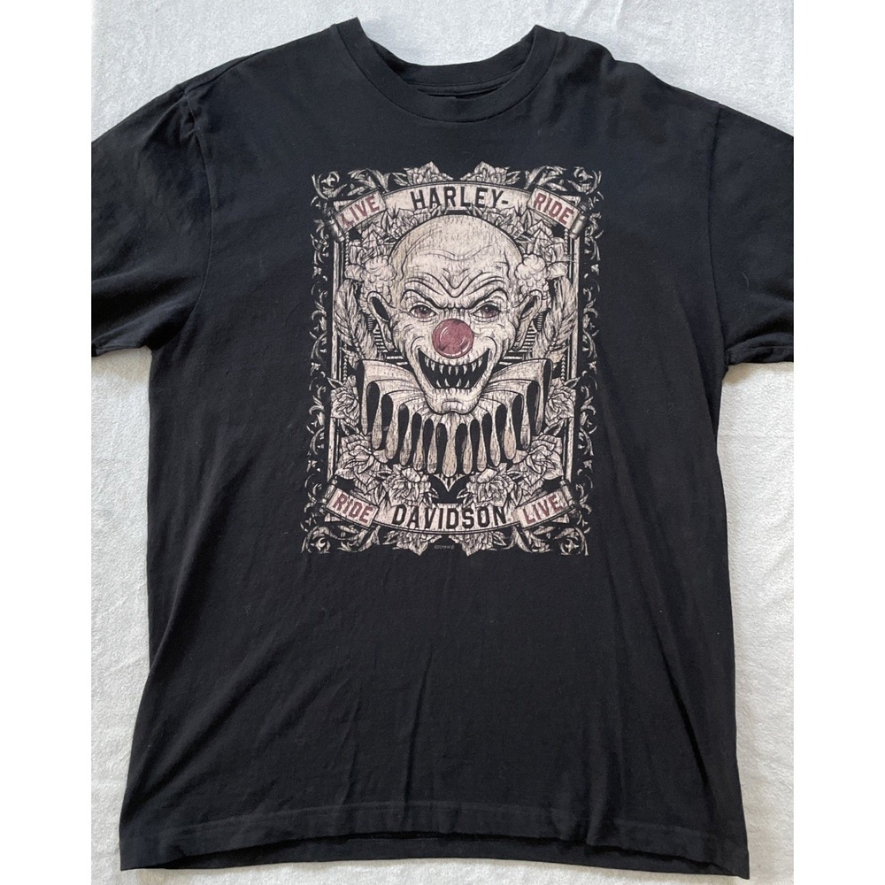 Harley-Davidson Mens Large T-Shirt Black Clown New River Gorge West Virginia USA